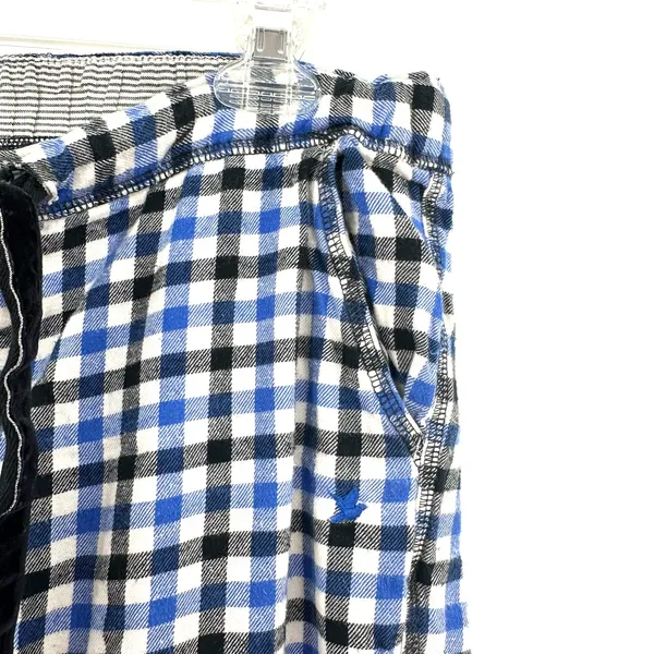 Aerie Size Medium Pajama Pants Blue Black Plaid Drawstring‎ Waist Sleepwear Pjs - Image 3