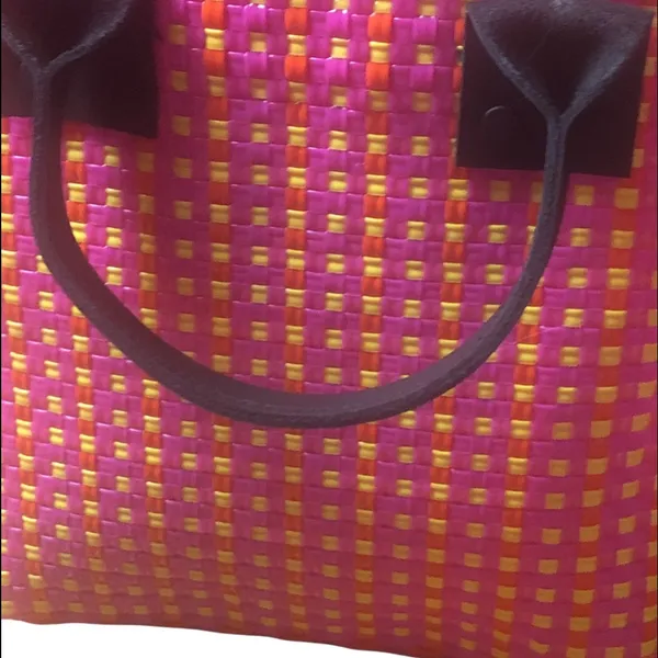 Truss Handwoven Tote | Hand Bag Pink Orange Yellow Bag - Image 5