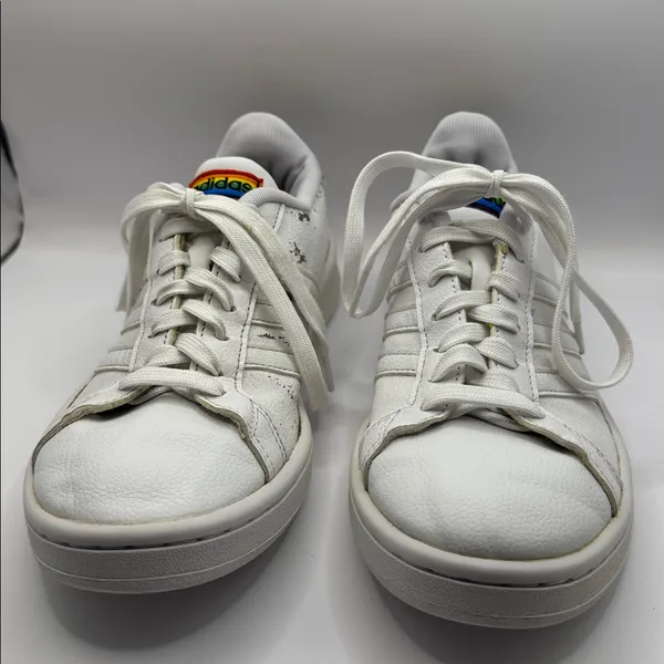 Adidas Grand Court Pride Sneakers White Rainbow Heel Women’s Size 7.5 Cloudfoam - Image 6