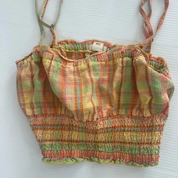 Billabong Crop Top Womens Small PlaidCoastal Cottage Milkmaid Y2K Feminine M - Image 4
