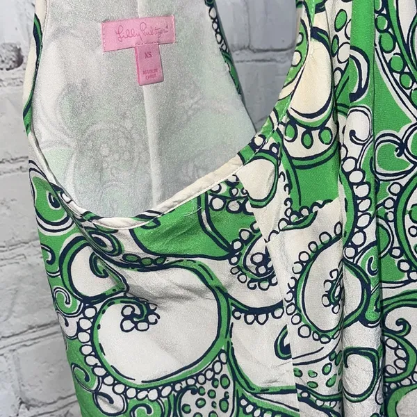 Lilly Pulitzer Green & White Paisley Dress Size XS - Image 7