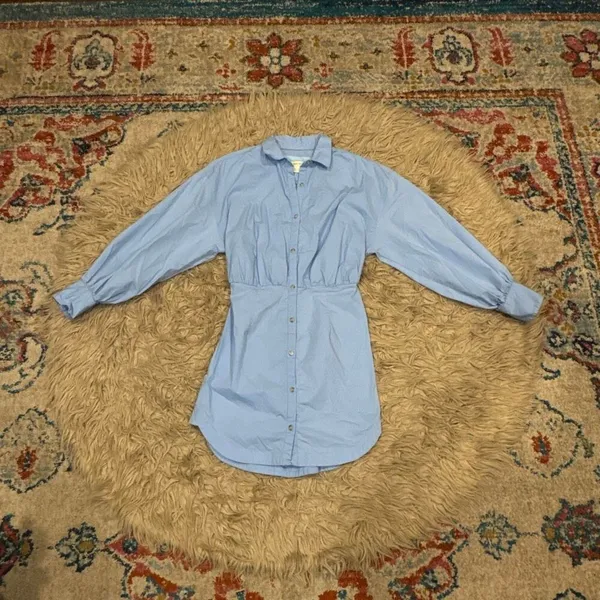 Maeve Long-Sleeve Poplin Mini Shirt Dress by Anthropologie XS - Image 2