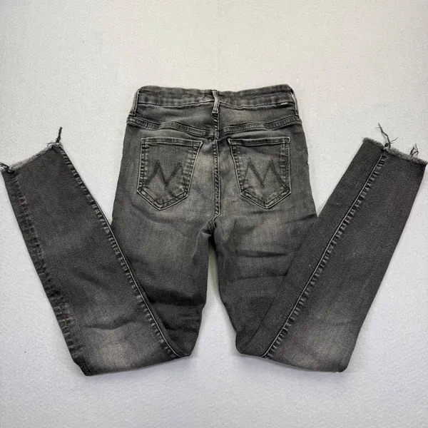 MOTHER High Waisted Looker Ankle Fray Night Hawk Skinny Jeans Gray‎ 23 READ - Image 2