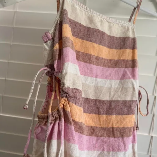 American Eagle Striped Linen Side Cutout Mini Dress XS Boho Coastal Cowgirl - Image 4