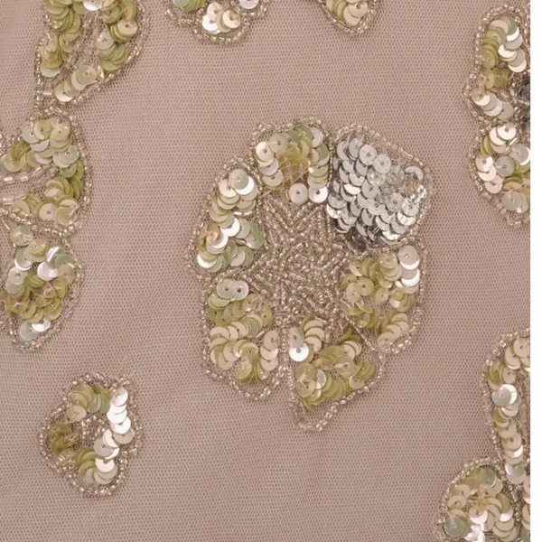 Adrianna Papell Sequin Floral High Neck Column Gown, Size‎ 8, Marble/Mauve, NWT - Image 6