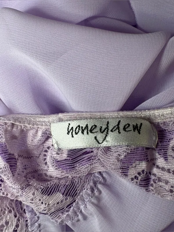 Honeydew Lavender Lace Trim Chiffon Babydoll Chemise - Image 7