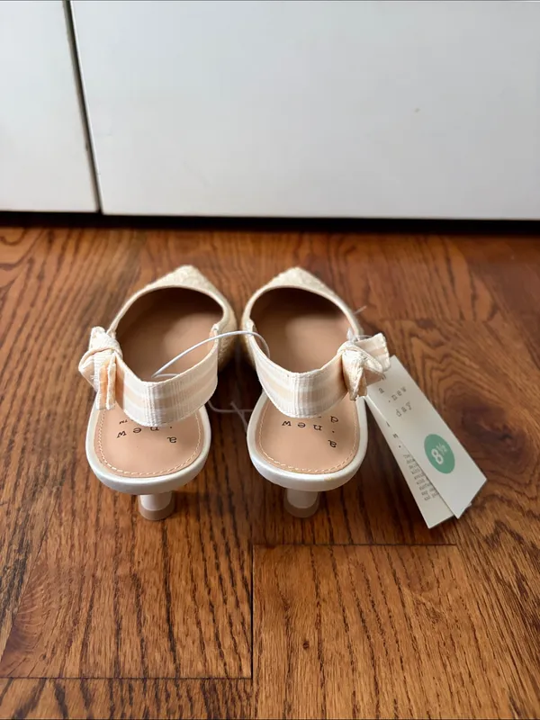 a new day Pearl-Embellished Cream Slingback Kitten Heels Size 8.5 New - Image 5