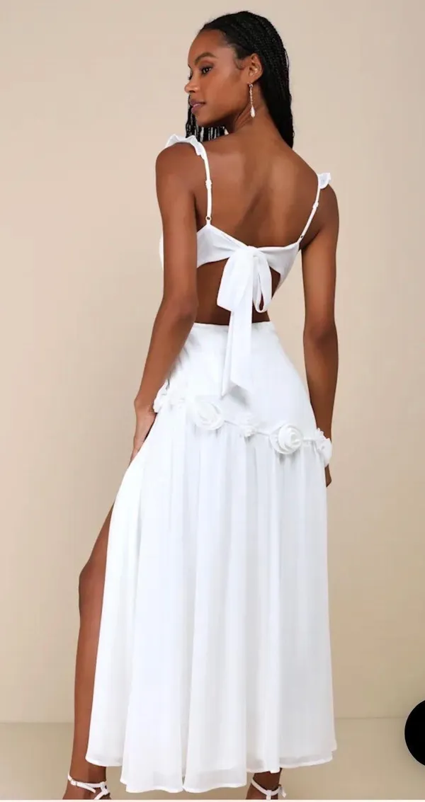 White Dress With Slit - Image 2
