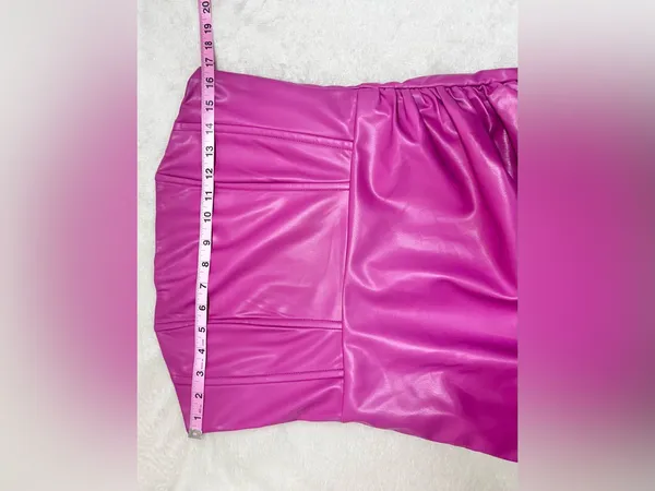 eesome Strapless Faux Leather Mini Dress in Fuchsia Pink Size Medium - Image 8
