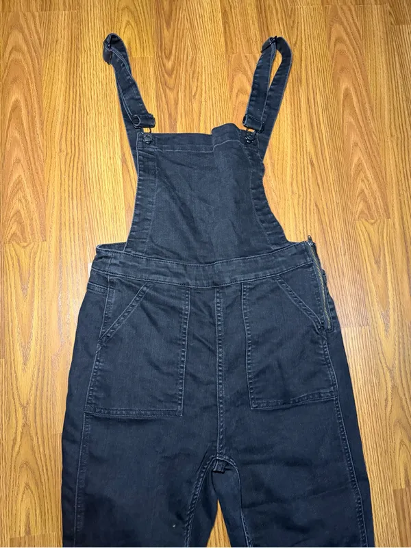 Madewell Cross Back skinny overalls black minimalist boho size medium - Image 3