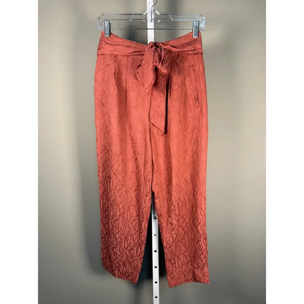 Anthropologie Ett:twa Jacquard Tie Waist Crop‎ Ankle Pants Dusty Rose 6 - Image 2