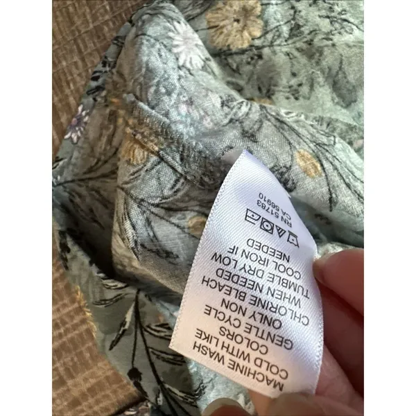Maurices XL Blouse Womens Boho Green Floral Stretch‎ Neckline Off Shoulder - Image 7