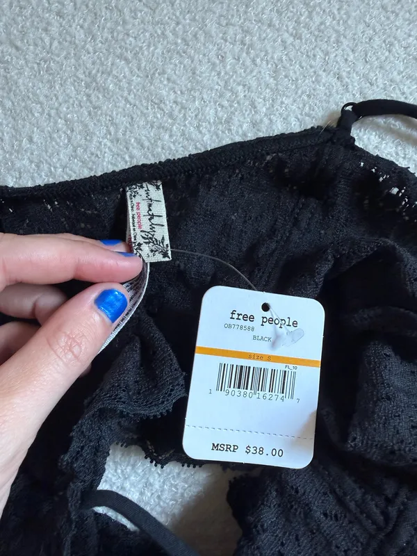 Free People Fleur De Lys Black Lace Crop Cami - Image 7
