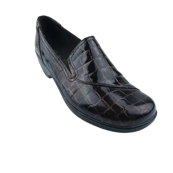 Clarks Loafers Women 8M Brown Croc‎ Embossed Patent Wedge Bendables 38634 - Image 2