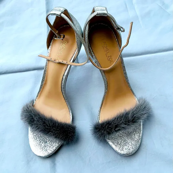 Elegant Silver Heels with REAL Fur Accent🔥🔥🔥 - Image 2