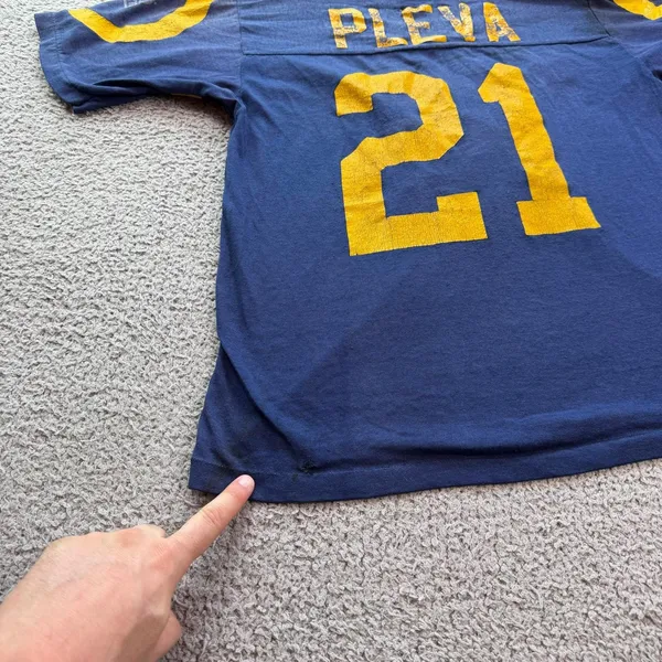 Vintage Rawlings Los Angeles Rams Shirt Jersey 21 Pleva Blue Made in USA Medium - Image 11