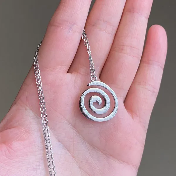 Handmade fully stainless steel spiral swirl uzumaki funky boho grunge style necklace🌀 - Image 5