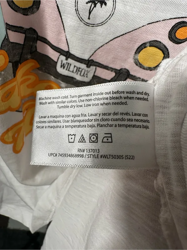 N300. Wildfox White Retro Van Graphic Tee with Yellow & Teal Accents - Image 5