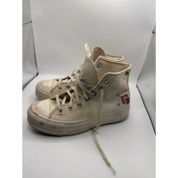 Converse Chuck Taylor All Star‎ Lift Platform High Top Floral Cream A02198C 7W - Image 3