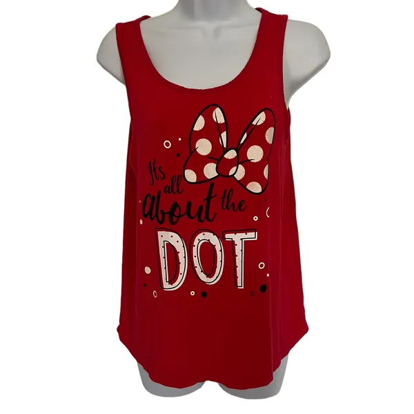 Disney Parks Polka Dot Minnie Mouse Womens Tank Top Sz S Bow Vacation Graphic - Image 2