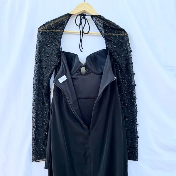 Oh Polly | San Marino Beaded Embellished Side Split Maxi Dress In Black Size 6 - Image 12