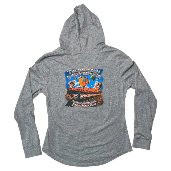 Harley Davidson Hooded T-Shirt Long Sleeve Hoodie Albuquerque NM Women's Large - Image 2