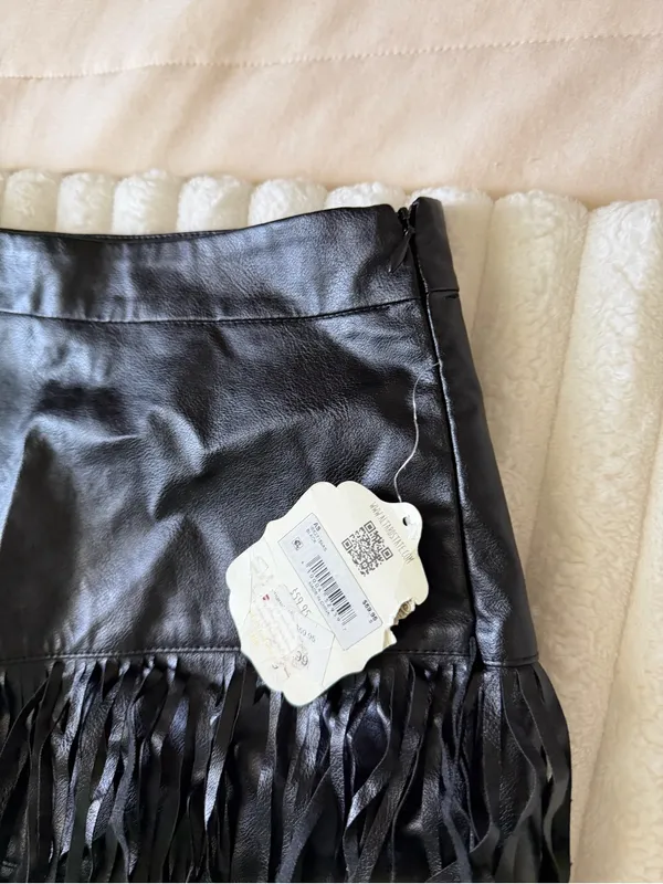 NWT Altar’d State Black Fringe Leather Mini Skirt - Image 5