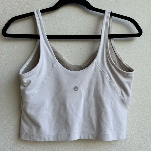Lululemon Align Tank White Linen Cropped Strappy Nulu Fabric Size 8 A / B Cup - Image 6