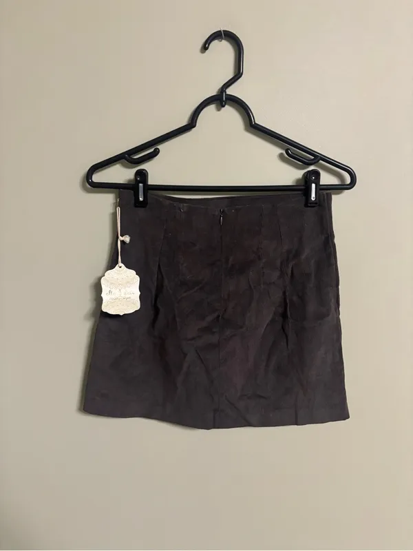 Altar'd State Corduroy Faux Button A Line Mini Skirt Size Small New Brown Fall - Image 2