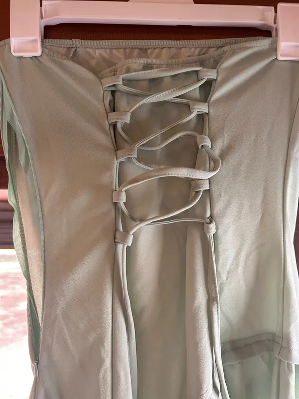 Green Asymmetrical Waist with Neck Scarf - Image 6