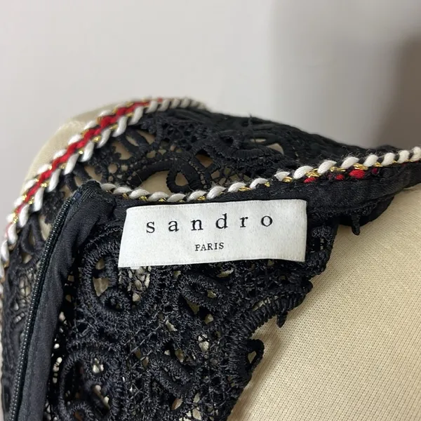 Sandro Lace Crochet Embroidered Franck‎ Mini Dress Sleeveless Ruffle Pleated Hem - Image 10
