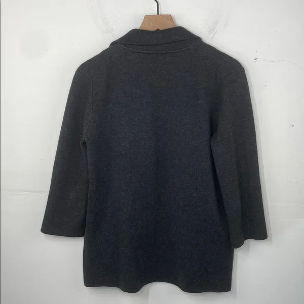 J.Crew Merino Wool Blend Open Front Cardigan Jacket Charcoal Gray Small - Image 5