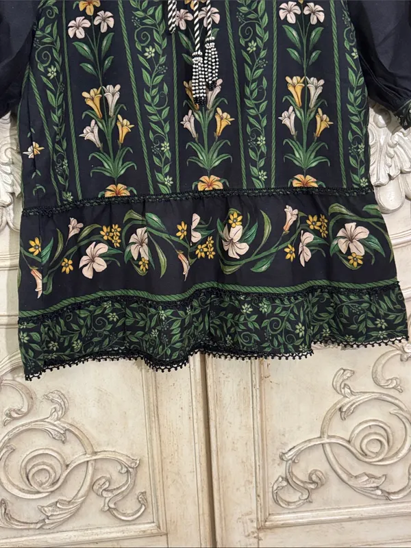 Farm Rio Flowers Arch Linen Blend Mini Long Sleeve Dress Size XSmall - Image 6