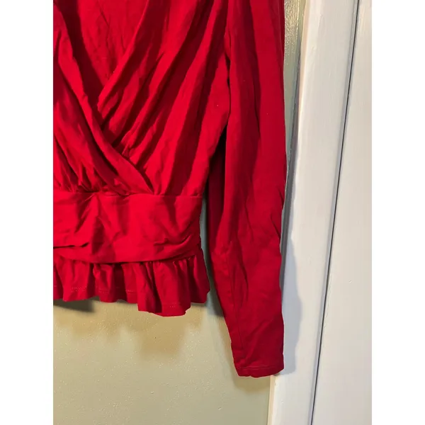 Banana Republic Womens Size XS Long Sleeve Surplice Neck Faux Wrap Peplum Blouse - Image 6