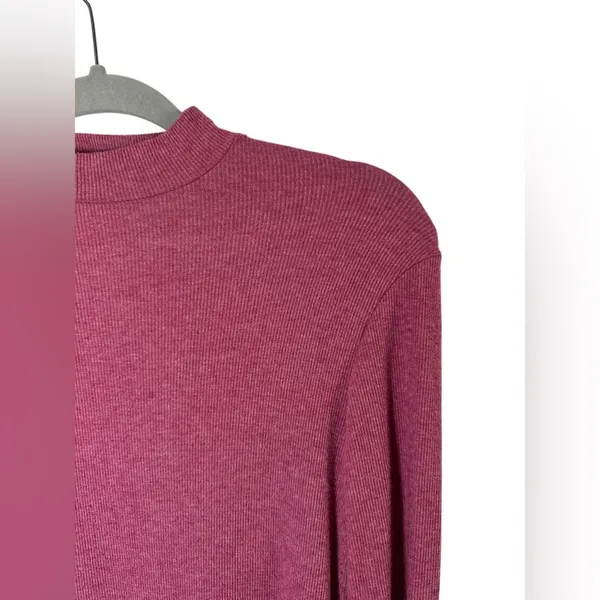 Lulus Burgundy Long Sleeve Ribbed Knit Mock Neck Sweater Dress Size Small‎ - Image 3