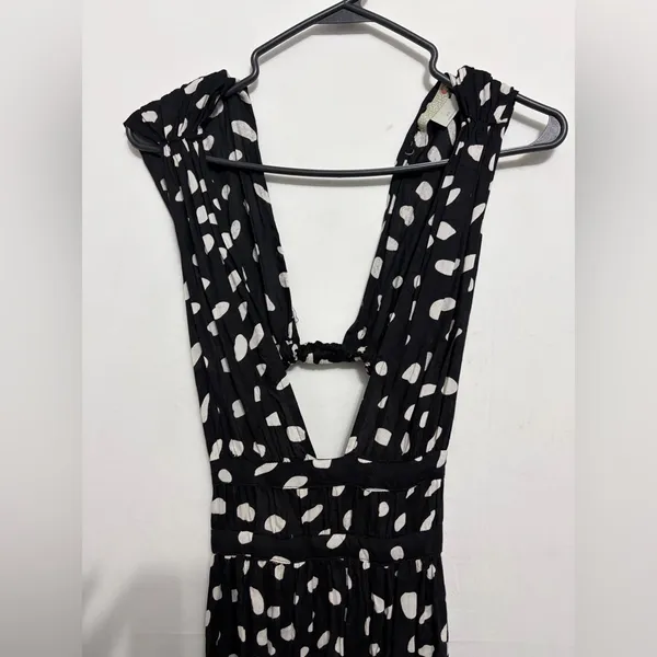 GB Black & White Polka Dot Maxi women’s size XS Dress Deep V Open Back(E47)✨ - Image 9