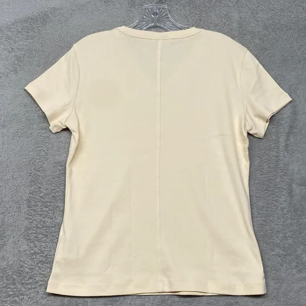Madewell Shirt Womens XL Cream 90s‎ Baby Tee Short Sleeve Cotton V Neck NY931 - Image 7