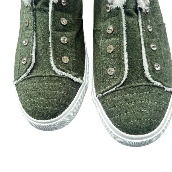 Isaac Mizrahi Live Size 12 Olive Faux Fur Crystal Fashion Sneakers - Image 7