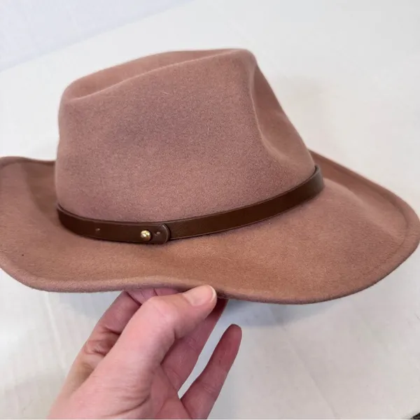 Free People Chocolate Brown Suede Wool Wide Brim Hat Boho OS Fall Casual - Image 3