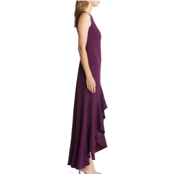 Vince Camuto Ruffle Front Sleeveless Maxi Dress Gown Plum New Size 2 NWOT - Image 4