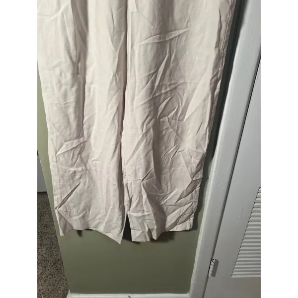 A New Day Women's Sz 6 Wide Leg Pant Cream White Pleated High Rise Pockets Rayon - Image 4