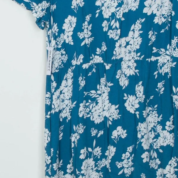 NWT Old Navy Floral Mini Dress Size S Teal Blue Short Sleeve‎ Rayon Pockets - Image 10