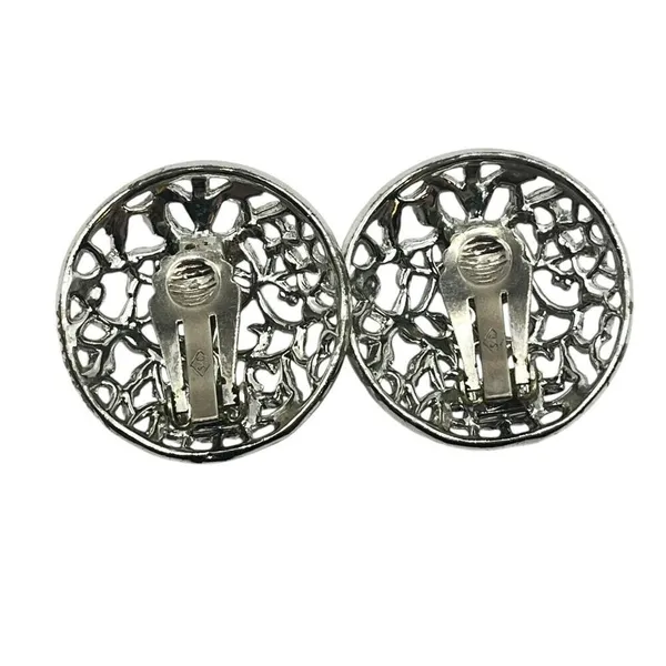 Sarah Coventry‎ Silver Filigree Clip On Earrings Round Signed Vintage Costume - Image 4
