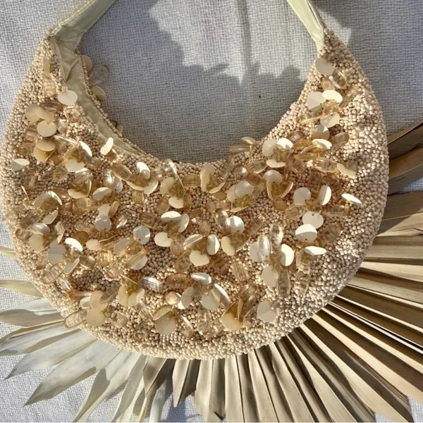 NWT viral bag — Cream beaded embellished bead & sequin purse handbag - Image 4