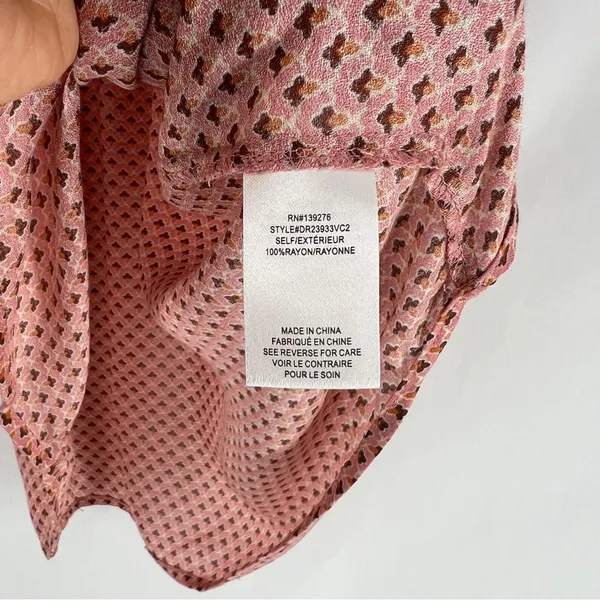 DR2 Womens Pink Geometric Floral Patterned Lightweight Woven Button Front Blouse - Image 7