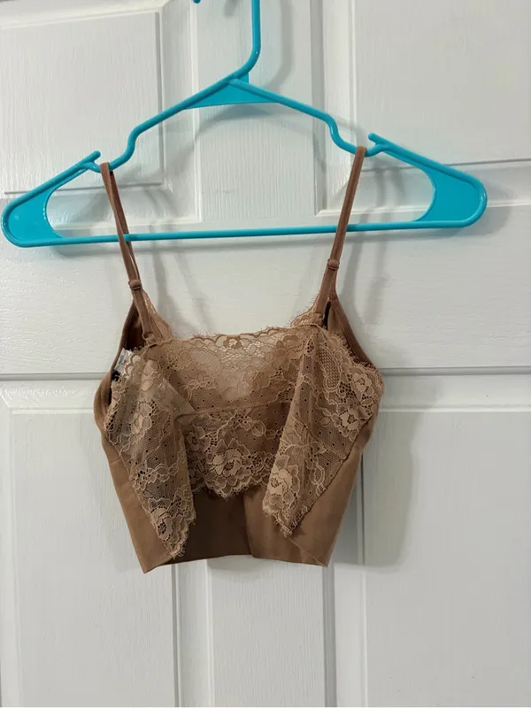 Forever 21 Lace-Trim Brami Crop Top - Brown - Image 2