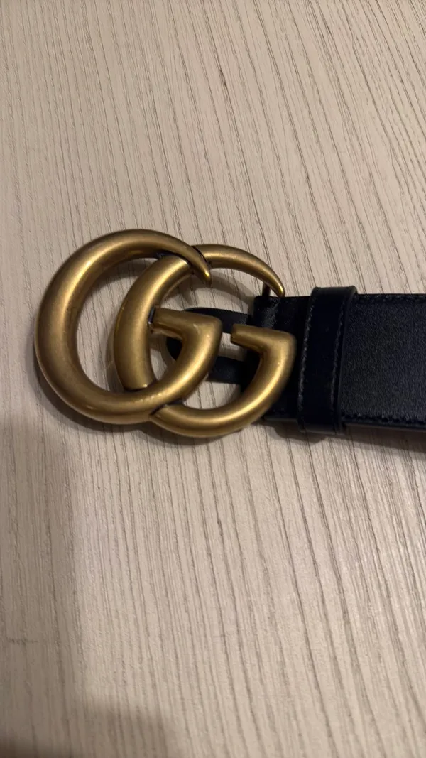 Gucci Belt Leather Black GG Gold Marmont Women’s Hardware 75/30 - Image 3