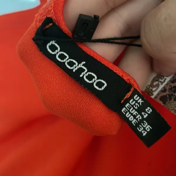 NWT boohoo red front tie knot bodycon scuba midi dress spaghetti straps - Image 6