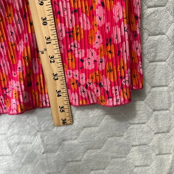 Petal + Pup Halter Dress Pink Floral Pleated Boho Resort Vacation Party Womens L - Image 9