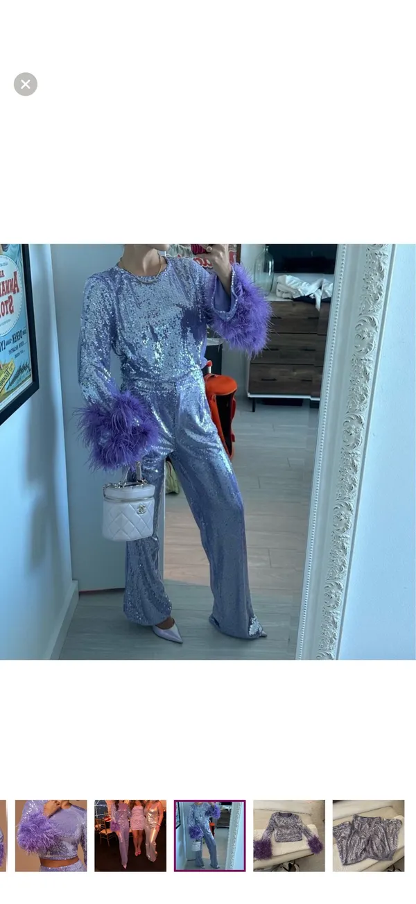 Lavender sequin feather sleeve set Purple Size XS - Image 7